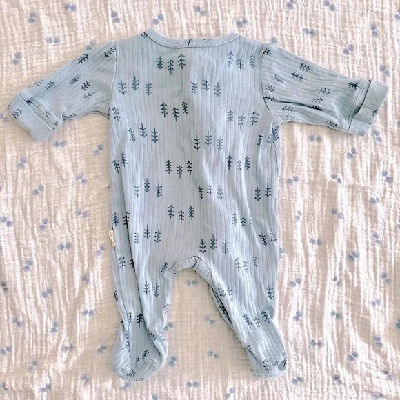 Organic Cotton Zipper Footie Sleep & Play Baby Blue Newborn Size 0-3M - Picture 2 of 3